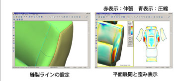 １．デザイン線と伸縮シミュレーション